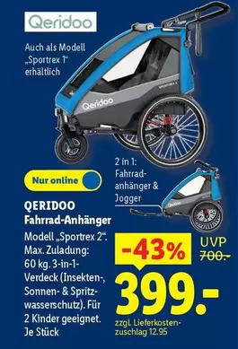 Kinder - Fahrrad-Anhänger Modell "Sportrex 2"