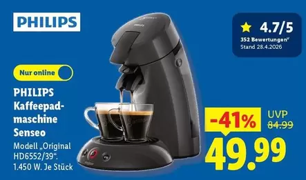 Philips - Kaffeepad-maschine Senseo Modell Original HD6552/39