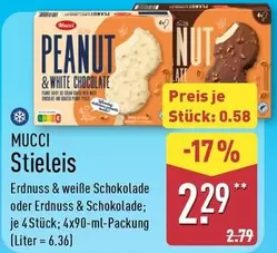 Stieleis Erdnu
ss & wei
ße Schokolade oder Erdnu
ss & Schokolade