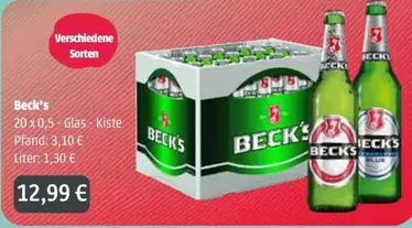 Becks - 20 x 0,5 Liter Kiste