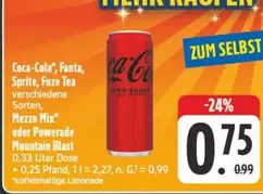 Coca Cola - Coca-Cola, Fanta, Sprite, Fuze Tea, Mezzo Mix oder Powerade Mountain Blast