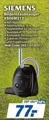 Siemens - Bodenstaubsauger VS06M312