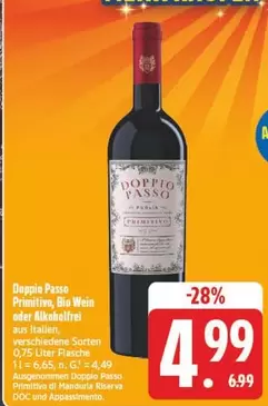Bio - Doppio Passo Primitivo, Bis Wein oder alkoholfrei