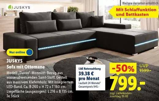 Sofa mit Ottomane