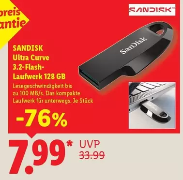 Sandisk - Ultra Curve 3.2-Flash-Laufwerk 128 GB
