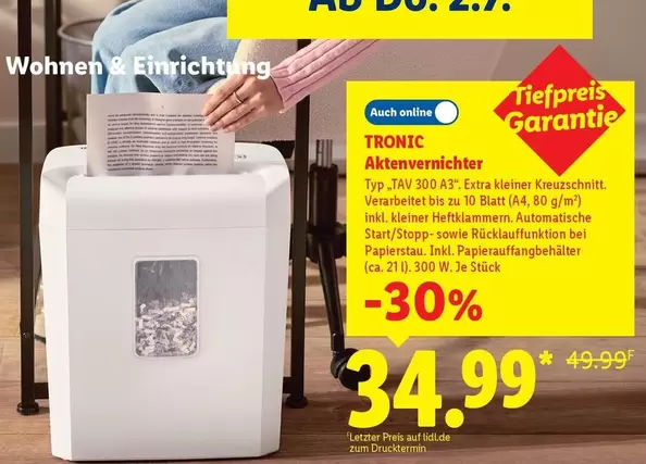 Aktenvernichter Typ TAV 300 A3
