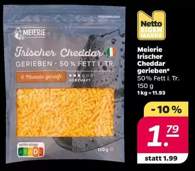 Irischer Cheddar gerieben