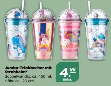 Jumbo-Trinkbecher mit Strohhalm