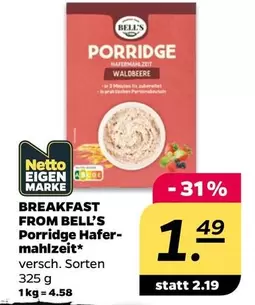 Porridge Hafermahlzeit Waldbeere