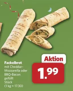 Fackelbrod mit Cheddar-Mozzarella oder BBQ-Bacon