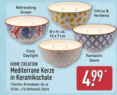 Oasis - Mediterrane Kerze in Keramikschale
