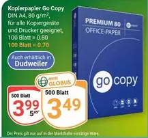 Kopierpapier Go Copy DIN A4, 80 g/m
100 Blatt = 0.80