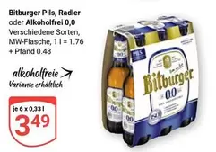 Bitburger - Pils, Radler oder Alkoholfrei 0,0