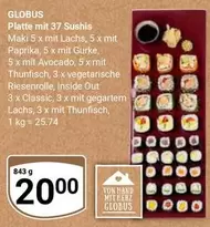 Hand - Platte mit 37 Sushis