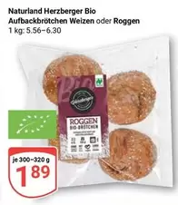 Bio - Aufbackbrötchen Weizen oder Roggen