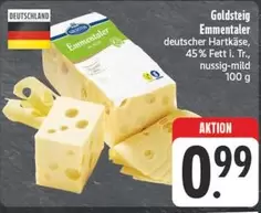 Emmentaler Deuscher Harkéae, 45% Fett 1. Tr., Nussig-mid