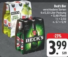 Becks - Verschiedene Sorten 6x0,33 Lier Packung + 0,48 Pard