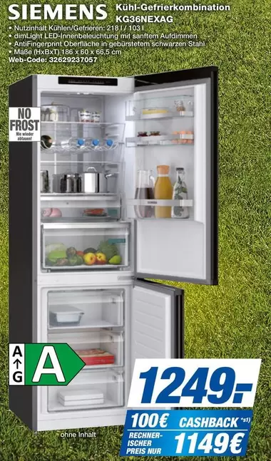 Siemens - Kühl-Gefrierkombination KG36NEXAG