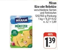 Käse oder Reibekäse verschiedene Sorten und Fettstufen