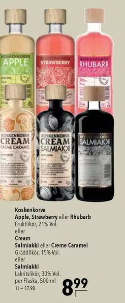 Apple - Koskenkorva , Strawberry, Rhubarb, Cream Salamiaki or Creme Caramel