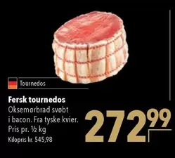 Fersk tournedos Oksemørbrad svøbt i bacon