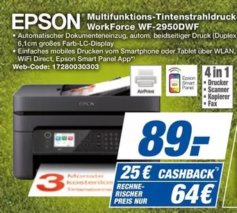 Epson - Multifunktions-Tintenstrahldrucker WF-2950DWF