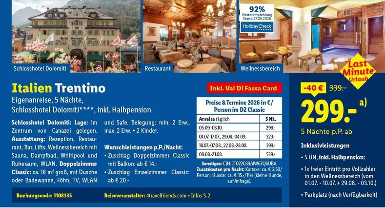 Whirlpool - Italien Trentino Eigenanreise, 5 Nächte, Schlosshotel Dolomiti