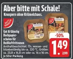Backpapier-Schalen für Heißluftfritteusen