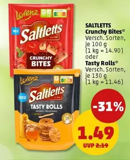 Saltletts Crunchy Bites or Tasty Rolls