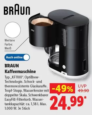 Braun - Kaffeemaschine Typ KF1100. OptiBrew-Technologie