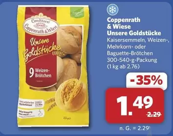 Unsere Goldstücke Kaisersemmeln, Weizen-, Mehrkorn- oder Baguette-Brötchen