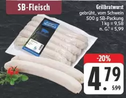 Grillbratwurst gebrüht, vom Schwein