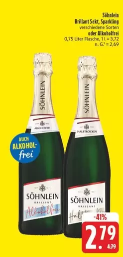 Brillant Sekt, Sparkling verschiedene Sorten oder Alkoholfrei