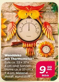 Blume - Wanddeko mit Thermometer