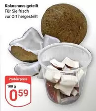 Kokosnuss geteilt