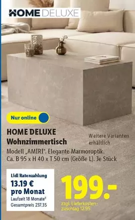 Deluxe - Wohnzimmertisch Modell „AMIR" Eleganter Mamoroptik
