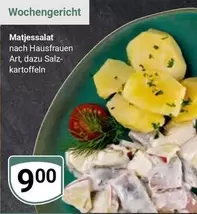 Matjessalat nach Hausfrauen Art, dazu Salz-kartoffeln