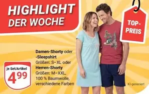 Damen-Shorty oder -Sleepshirt / Herren-Shorty