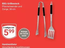 BBQ-Grillbesteck Pfannenwender und Zange, 38 cm