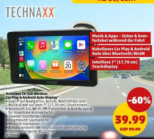 Technaxx TX-320 Wireless Car Play & Android Auto Display