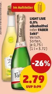Faber - LIGHT LIVE 0,0% alkoholfrei oder FABER Sekt