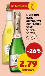 Faber - LIGHT LIVE 0,0% alkoholfrei oder FABER Sekt*