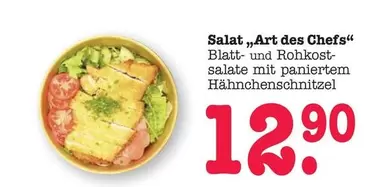 Salat „Art des Chefs“ Blatt- und Rohkostsalate mit paniertem Hähnchenschnitzel