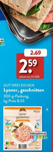 Lyoner, geschnitten