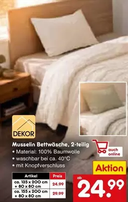 Musselin Bettwäsche, 2-teilig
