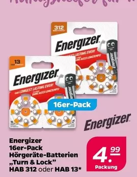 Energizer - 16er-Pack Hörgeräte-Batterien "Turn & Lock" HAB 312 oder HAB 13