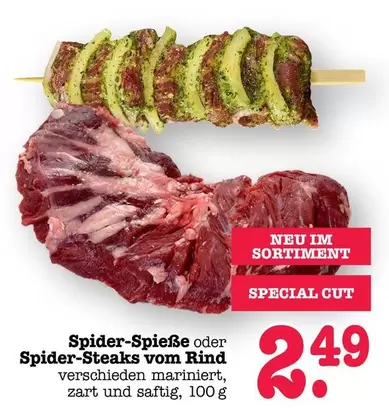 Spider-Spieße oder Spider-Steaks vom Rind