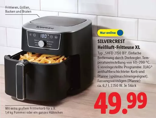 Heißluft-Fritteuse XL Typ "SHFD 2150 B1"