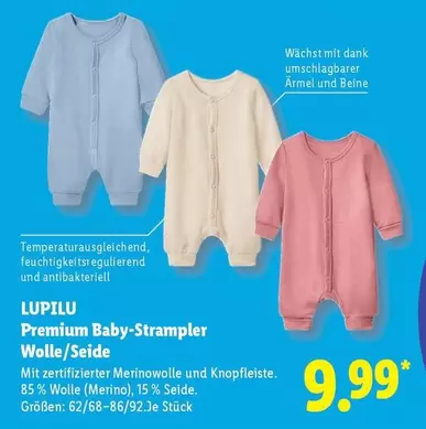 Premium Baby-Strampler Wolle/Seide
