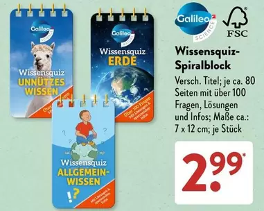 Galileo - Wissensquiz-Spiralblock